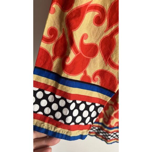 Liza Byrd Womens Mandarin Collar Colorful Button Up Cotton Tunic Top Size M - Picture 4 of 9